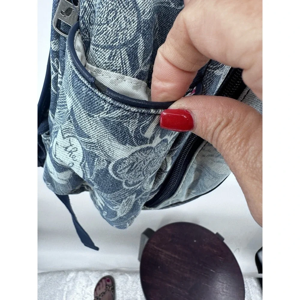 Sakroots Denim Color Block Women's Peace Backpack Multi Pocket Adj Strap Floral